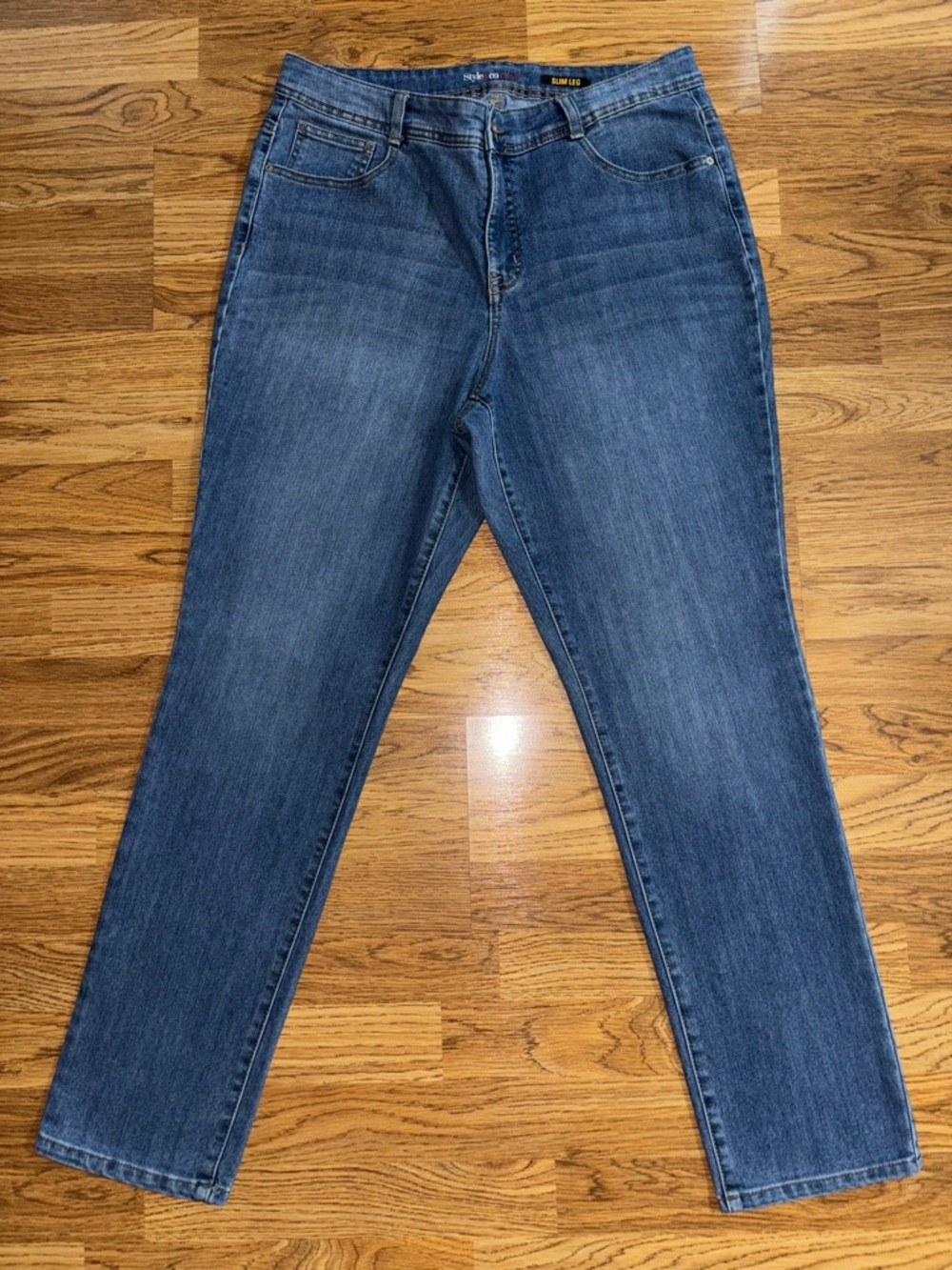 Style & Co Slim Leg High Rise Skinny Jeans Women's Size 14w Medium Wash Denim
